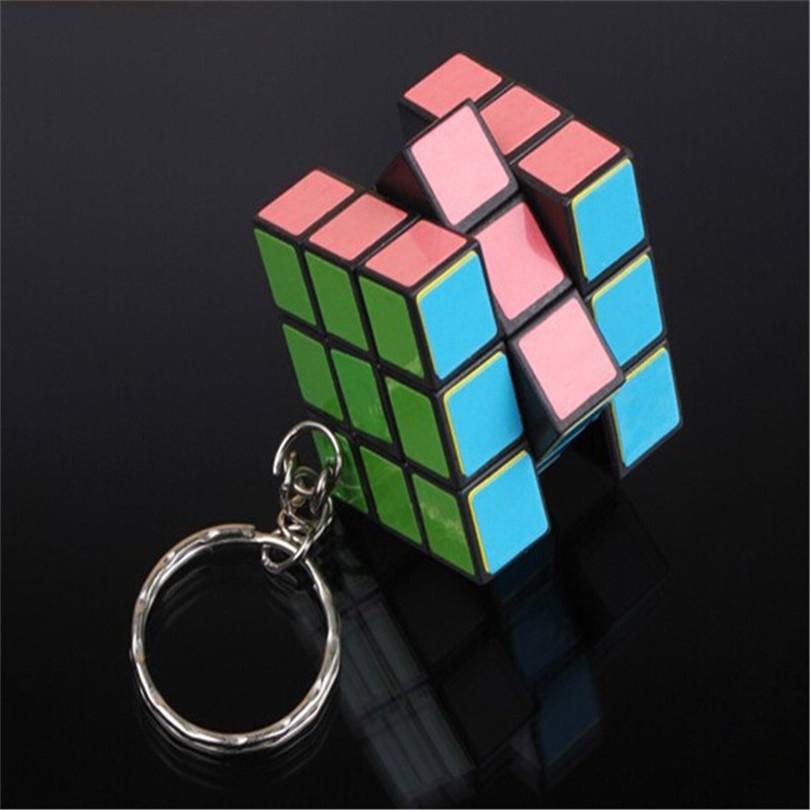 Mini Toy Key Ring Magic Cube Game Puzzle Key Chain Carrying-2