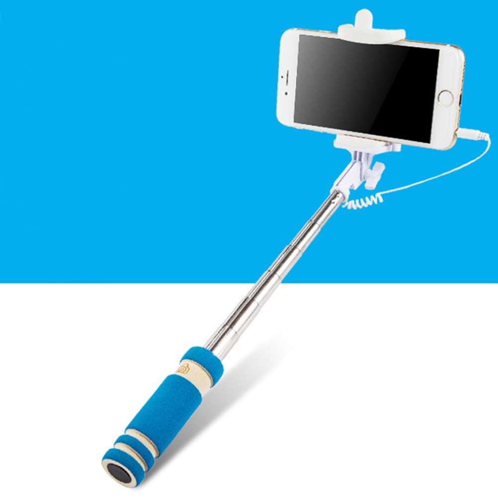 Super Mini Cell Phone Wired Remote Selfie Stick Monopod Pole Holder-10