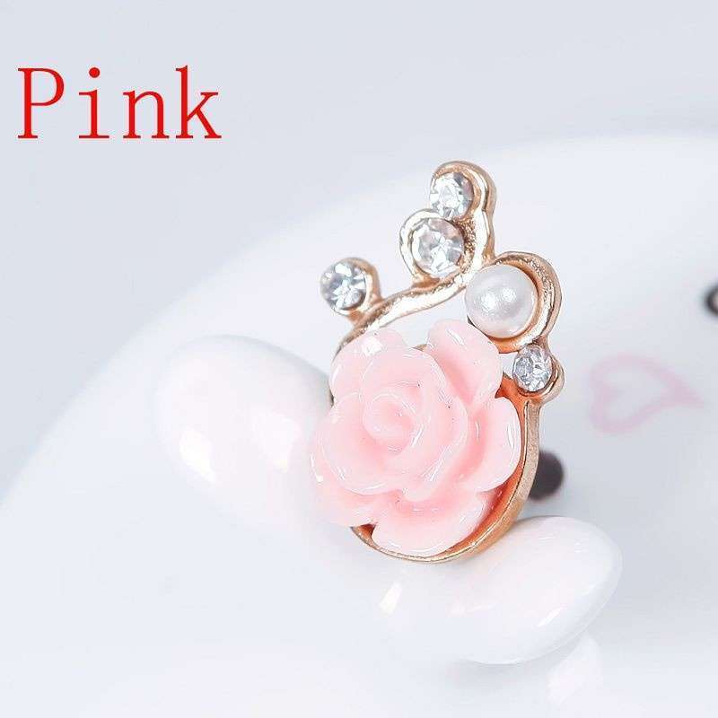 New Cute Rose Flower Pearl Pattern Earphone Plug Anti Dust Cap For Cell Phone-4
