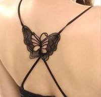 S93O-Sexy Black Lace Butterfly Charming Cross Back BRA STRAPS Bustier Crop Top For Women