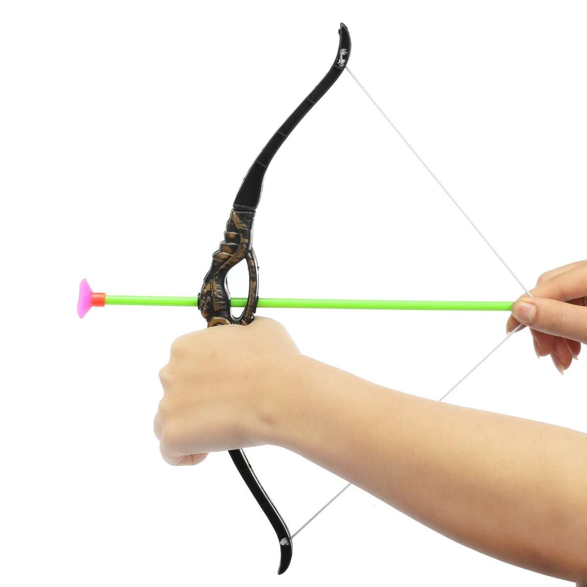 Plastic Simulation Bronze Sucker Bow And Arrow Suit For Children Antique Archery Toy