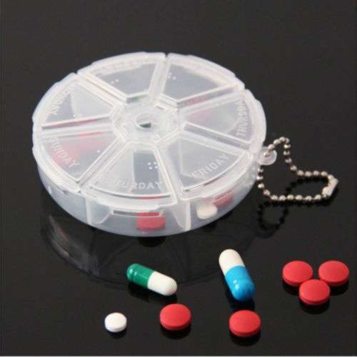 NEW Useful Portable 7 Day Pill Box vitamin pill secure case large compartment 1X