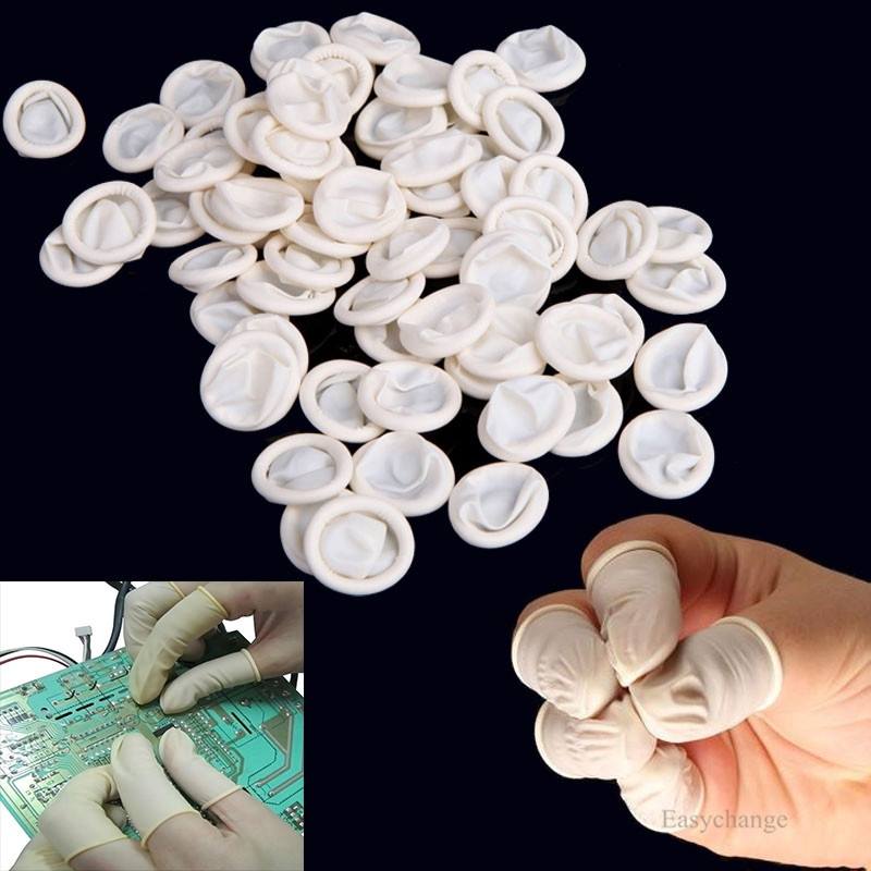 100PCs Finger Cots Nail Art Latex Fingertips Protective Small Rubber Gloves