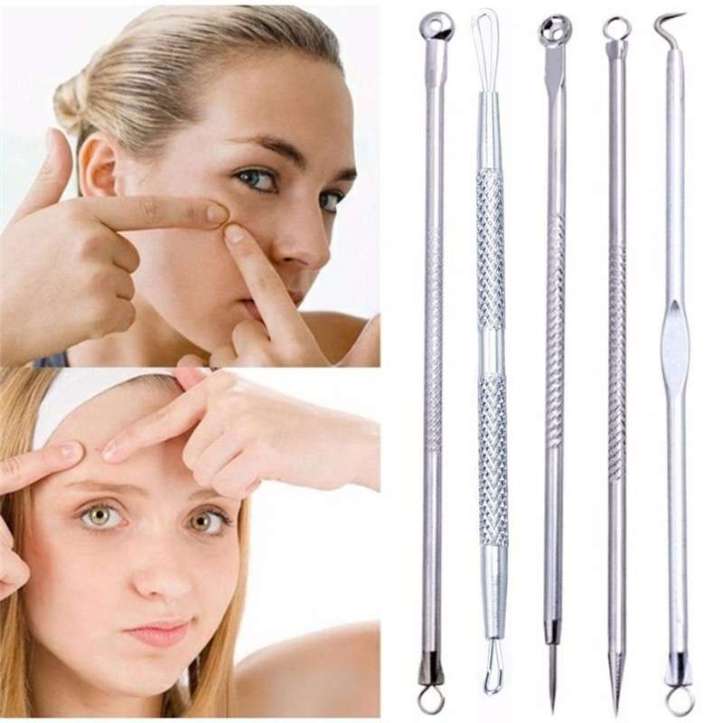 5 Pcs/set extractor  Pimple Blemish Comedown Acne Extractor Remover Tool Needles Set