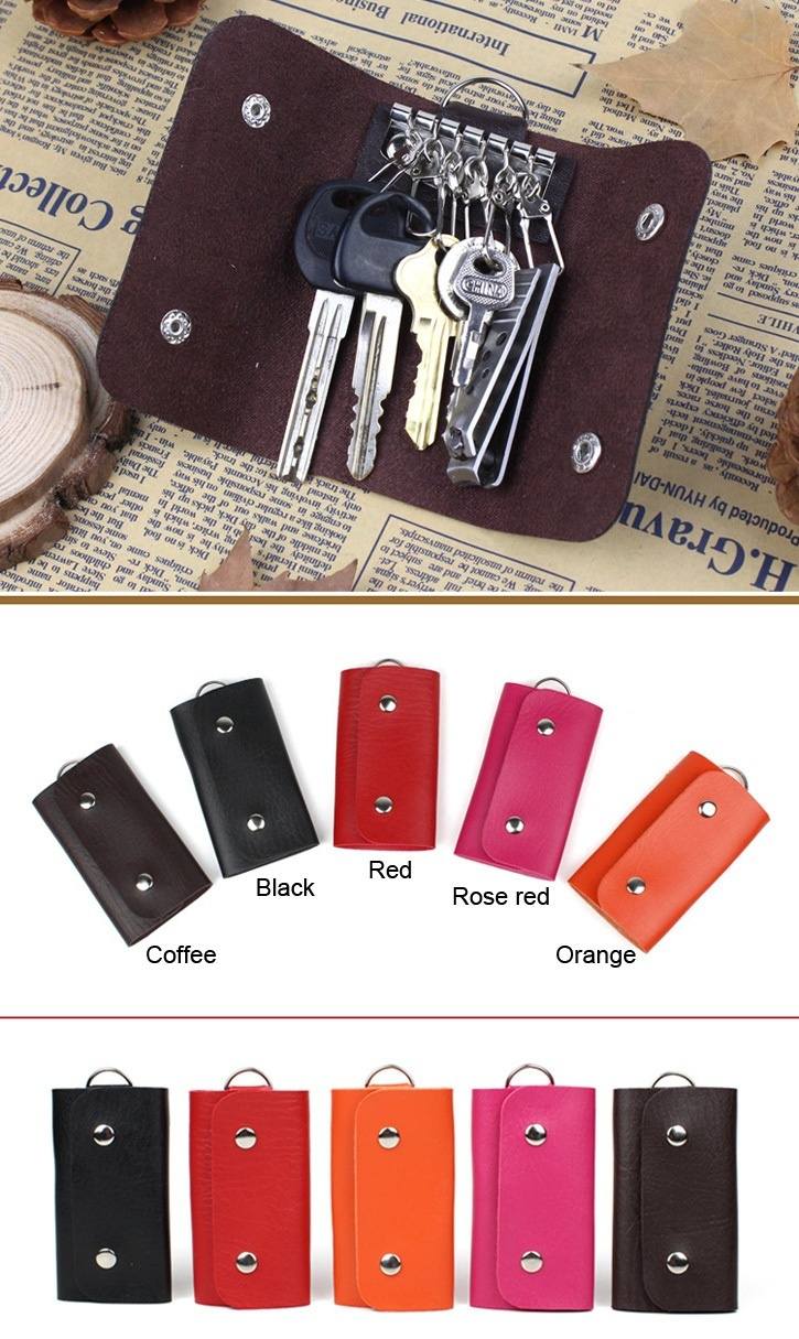 Key Wallets Women and Men Faux Leather Keychain Holder Bag Purse-2