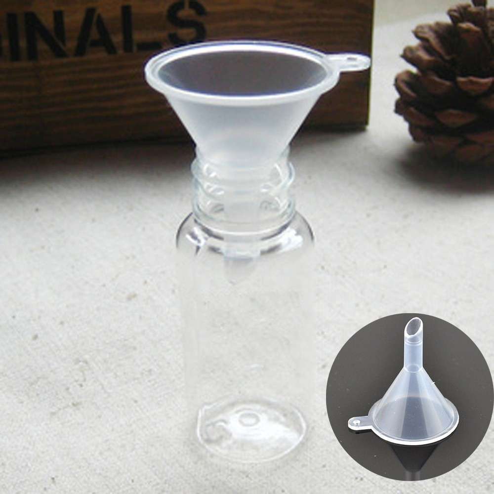 12Pcs White Travel Plastic Transparent Filling Empty Bottle Packing Tool Mini Small Funnels Liquid Splitter-3