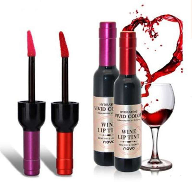 Bottle Of Red Wine Lipstick Waterproof Liquid Lipstick Easy To Wear Non-stick Lipgloss