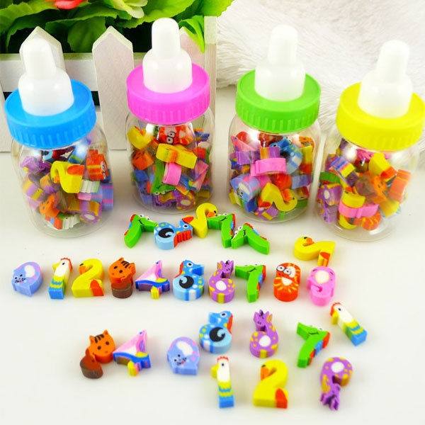 25Pcs Cartoon Number Animals Pencil Rubber Eraser Children Novelty Lovely Toy