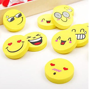 5Pcs School Accessories Cute Smile Emoji Style Rubber Pencil Eraser Pupils Office Stationery Gift toy