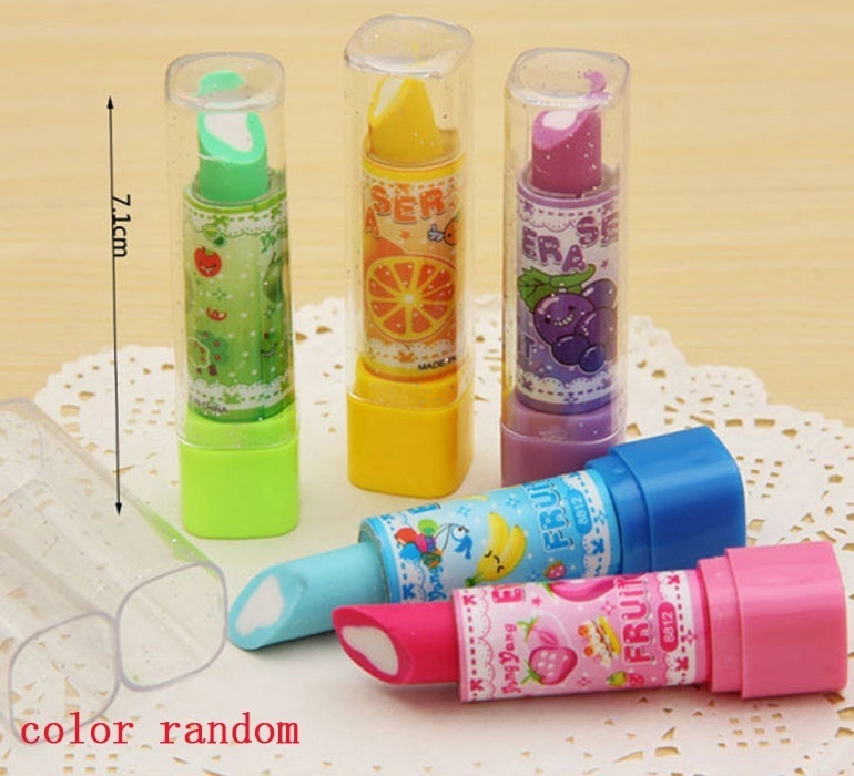 Fashion Cute Lipstick Eraser Students Eraser Rubber Stationery Kid Gift Toy-2