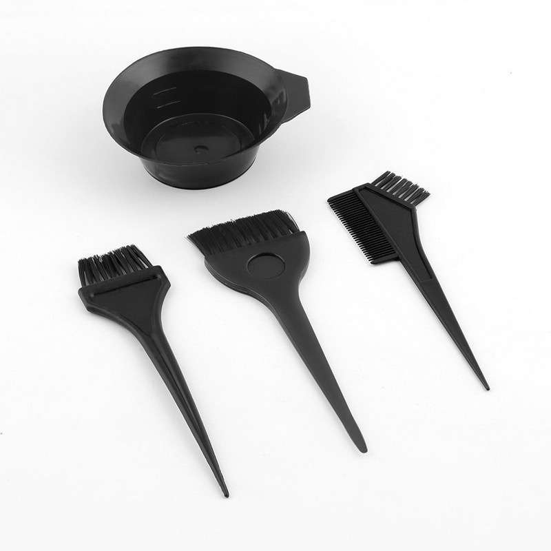 4pcs 1 Set Black Plastic Hair Dye Coloring Brush Comb Mixing Bowl Barber Salon Tint Hairdressing Styling Tools-8