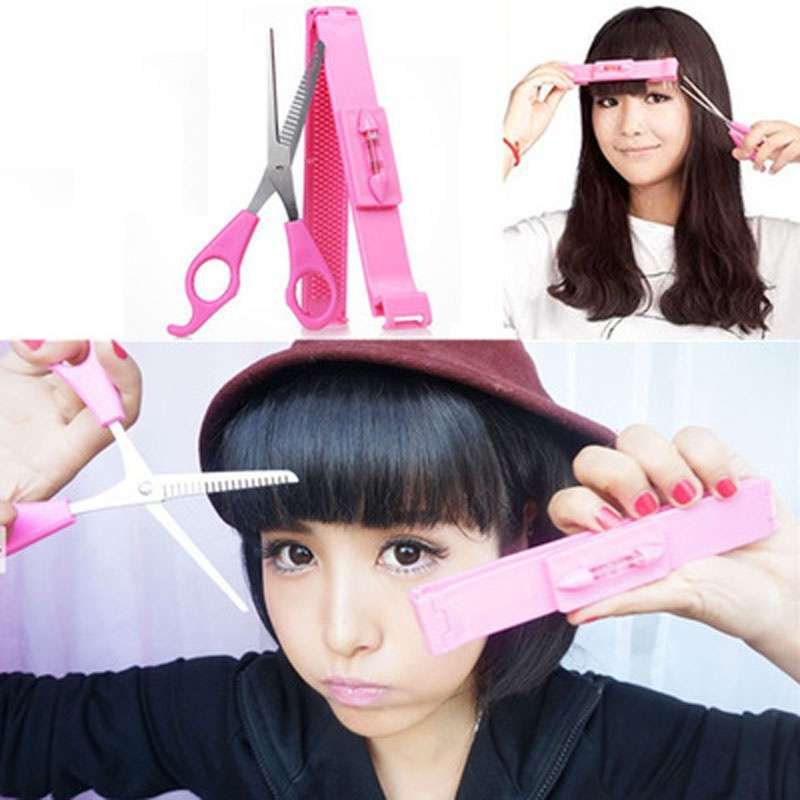 Pink Bangs Clipper Trimmer Set Self Hair Bangs Cutting Tool Haircuts-2