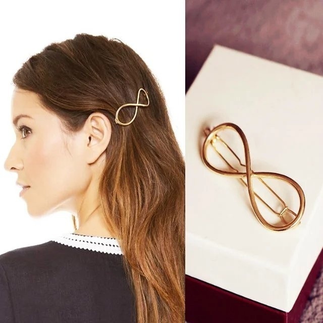 Elegant Classics Design Infinity Charm Geometric Hairpin Hair Clip Vintage Barrette Headband Headpiece-5
