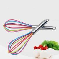 kDAu-Stainless Steel Handle Egg Whisk Silicone Kitchen Mixer Balloon Wire Egg Beater Tool