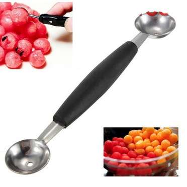 Dual Double End Stainless Steel Melon Fruit Baller Scoop Ice cream Desert Spoon-4