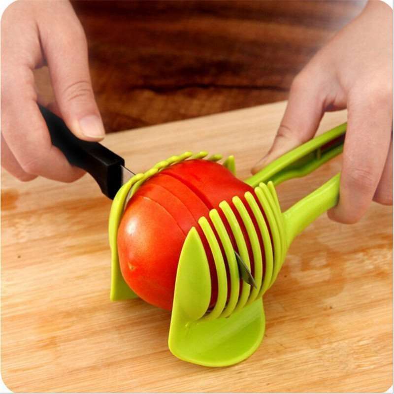 Multi function Round Shape Food Tong Fruit Tool Lemon Tomato Slicer Holder Kitchen Gadgets-1