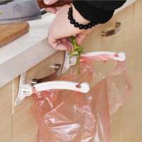kNTI-Hanging Kitchen Cupboard Cabinet Door Tailgate Stand Storage Garbage Bags Hooks Rack Home Kitchen Dining (Color: White)