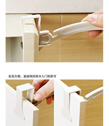 Hanging Kitchen Cupboard Cabinet Door Tailgate Stand Storage Garbage Bags Hooks Rack Home Kitchen Dining (Color: White)-4
