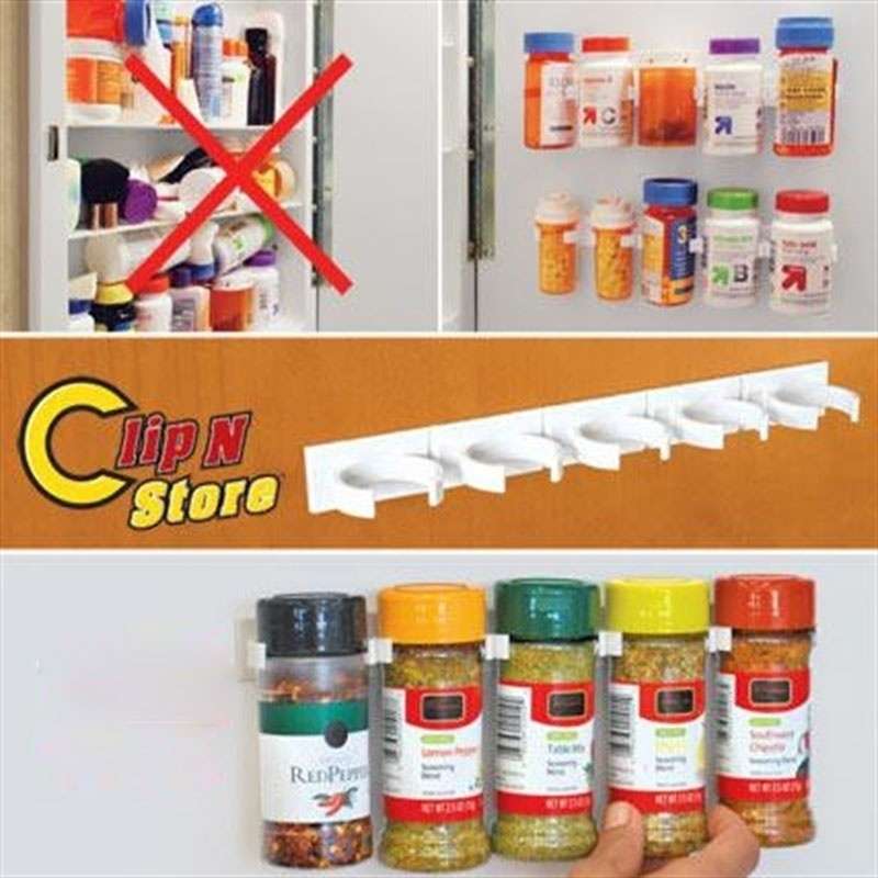 Kitchen 20 Cabinet Door Hooks Spice Wall Rack Storage (Color: White)-1