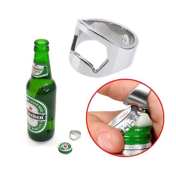 Silver Stainless Steel Finger Ring Bottle Opener Beer VTN6-5