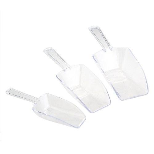 3pcs Bar Buffet Wedding Favor Party Ice Sugar Sweets Candy Clear Plastic Scoops Transparent-1