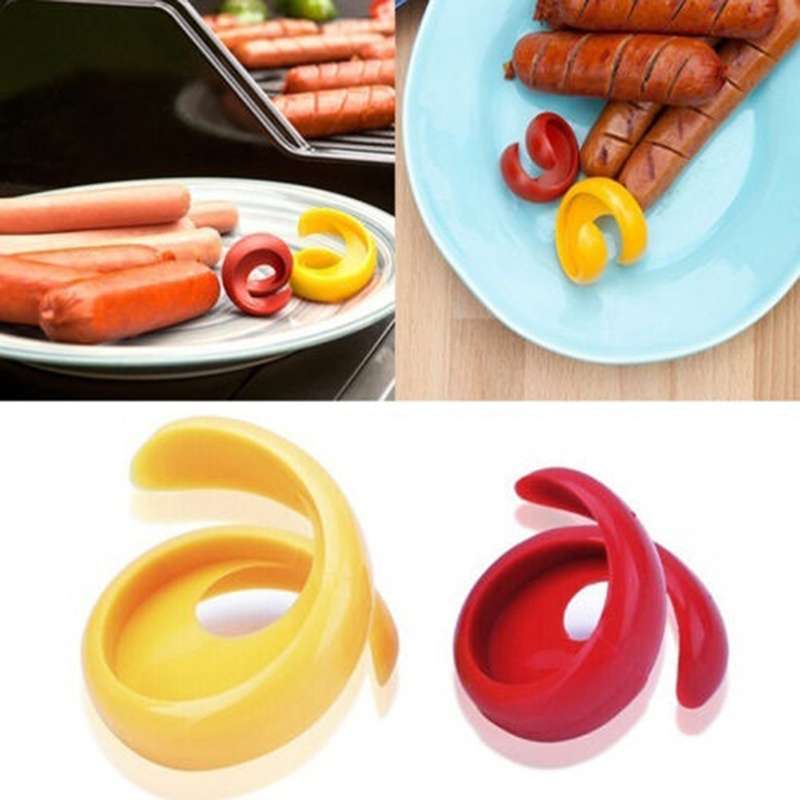 2PC Spiral Hot Dog Cutter Slicer Fancy Sausage Cutter-4