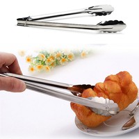 kcuT-Stainless Steel Kitchen Salad Fruits BBQ Cooking Food Tongs Serving