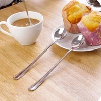 kotY-2 PCS Long Handle Stainless Steel Tea Coffee Spoons Ice Cream Cutlery Scoop