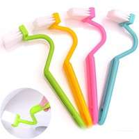 tFfU-V-Type Portable Plastic Toilet Cleaning Brush Cleaner Bent Handle Color Randomly