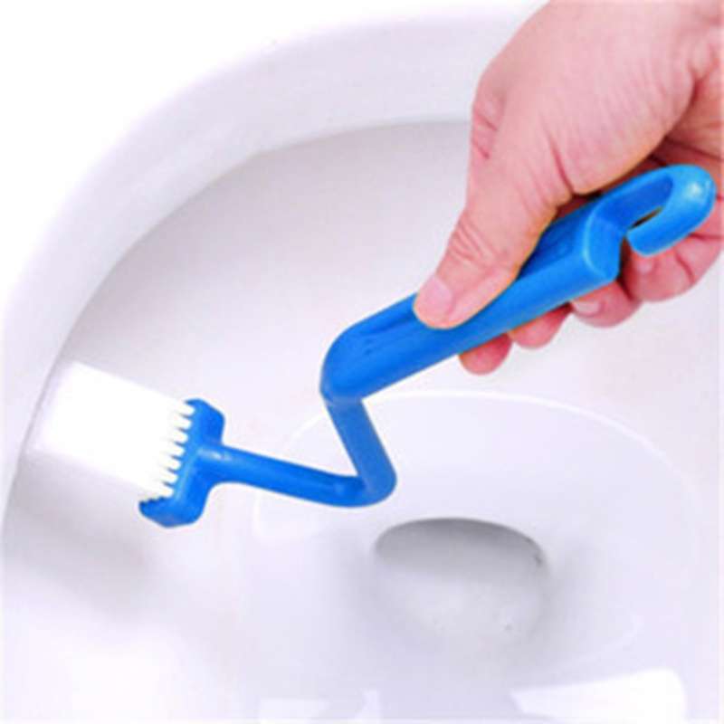V-Type Portable Plastic Toilet Cleaning Brush Cleaner Bent Handle Color randomly-6
