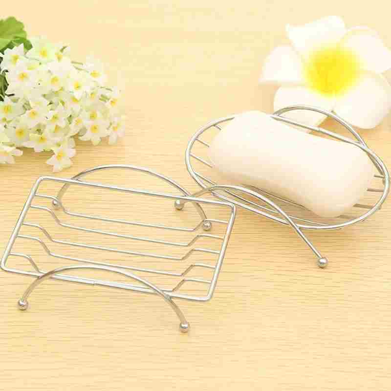 1 Piece Fashion Brief Stainless Steel Bathroom Soap Dishes Box Holder Tray (Color: Silver)