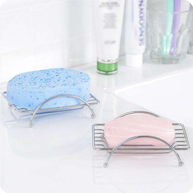 1 Piece Fashion Brief Stainless Steel Bathroom Soap Dishes Box Holder Tray (Color: Silver)-3