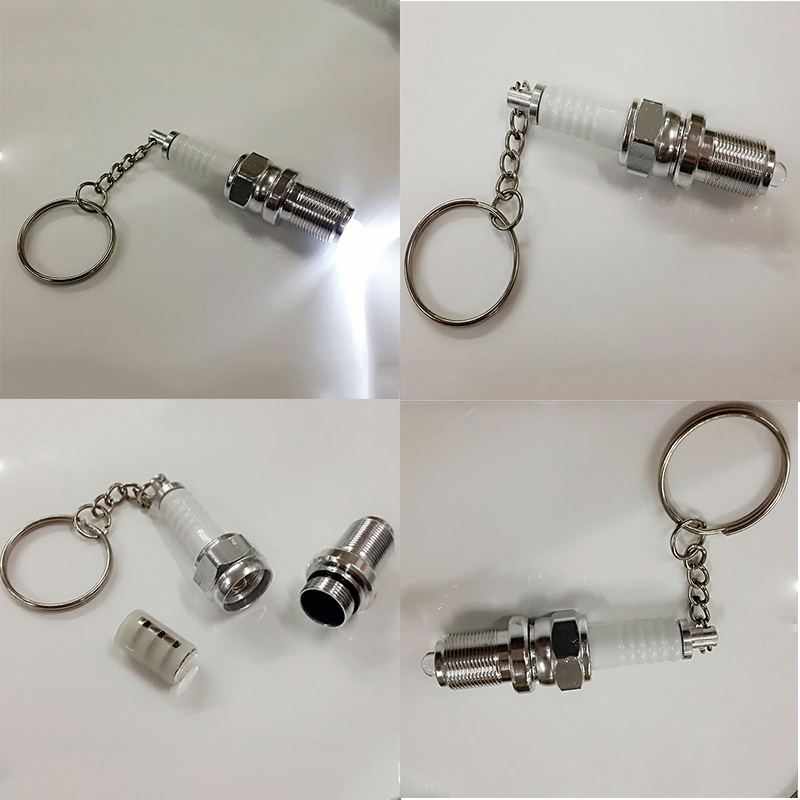 Cute Keychain Creative LED Key Chain Spark Plug Key Chain Accessories-1
