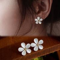 BJu2-Fashion Elegant Girls Cute Solid White Flowers Ear Stud Earrings Jewelry