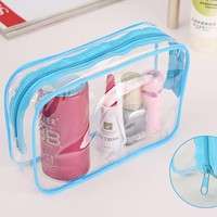 Bcq3-1PC New Clear Transparent Plastic PVC Bags Travel Makeup Cosmetic Bag Toiletry Zip Pouch 3 Colors