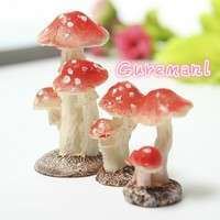 DEUh-Red Mushroom House Resin Fairy Micro Plant Ornament Decoration Figurine  Miniatures Garden