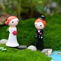 DLc8-1Pair Wedding Lover Miniature Dollhouse Bonsai Fairy Garden Landscape Decor