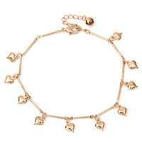 JeIq-Hearts Bell Anklet Chain Ankle Bracelet Link Rose Gold