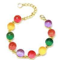 Jynp-Colorful Candy Color Crystal Beads Gold Plated Adjustable Bangle Bracelet Ladies Woman Beautiful Fashion Jewelry