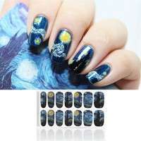 N2uh-Ladies Nail Art Mysterious Night Patterned Full Nail Stickers