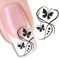 NKIn-3D Nail Sticker Decal Sticker Butterfly And Flowers Design Design New Arrival Nail Art Stickers Decal