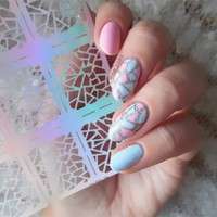 NZka-Fashion 12 Tips/sheet Irregular Triangle Pattern Nail Vinyls Nail Art Manicure Stencil Stickers