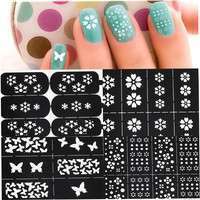 Nl25-Multi Patterns Nail Art Stencil Guide Manicure Template Stickers Stamping