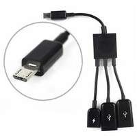 P7tM-3 In 1 OTG Cable Micro USB Hub 3 Port To 1 Adapter Converter Extender For Mobile Phones