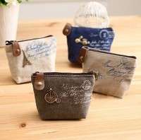 bHk8-Women Girls Retro Canvas Coin Purse With Different Mental Decorations Change Cards Bag 4 Colors Fashion Wallets