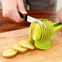 kLeb-Multi Function Round Shape Food Tong Fruit Tool Lemon Tomato Slicer Holder Kitchen Gadgets