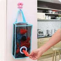 kuUO-Kitchen Hanging Type Breathable Mesh Grid Garbage Bags Storage Bag Convenient Extraction Pouch Bag
