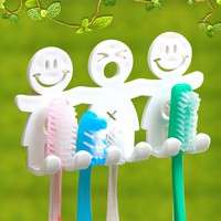 tid1-1Pcs Smile Face Bathroom Kitchen Toothbrush Towel Holder Wall Sucker Hook Nh7 (Color: White)